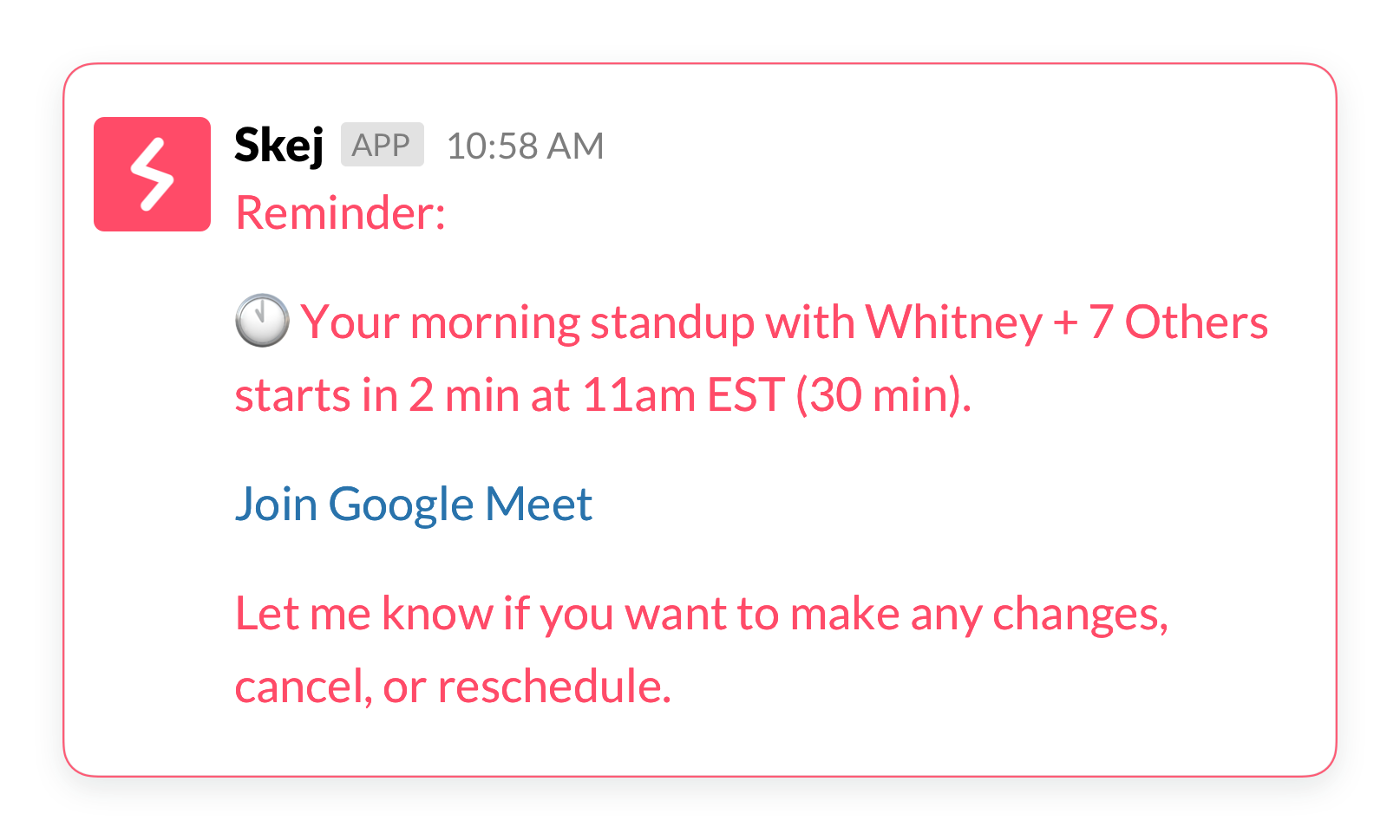 Agendas and reminders