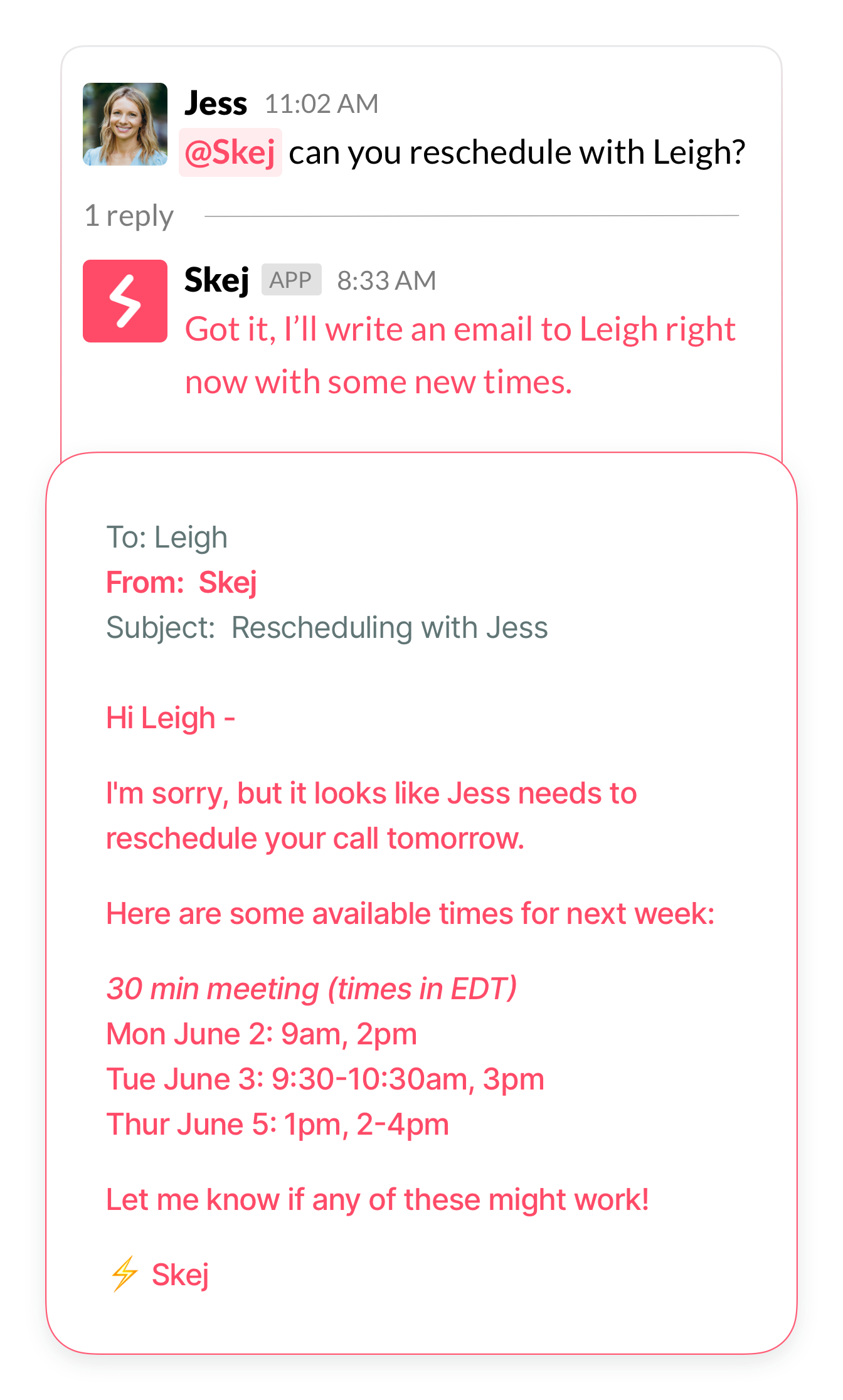 DM Skej with meeting requests