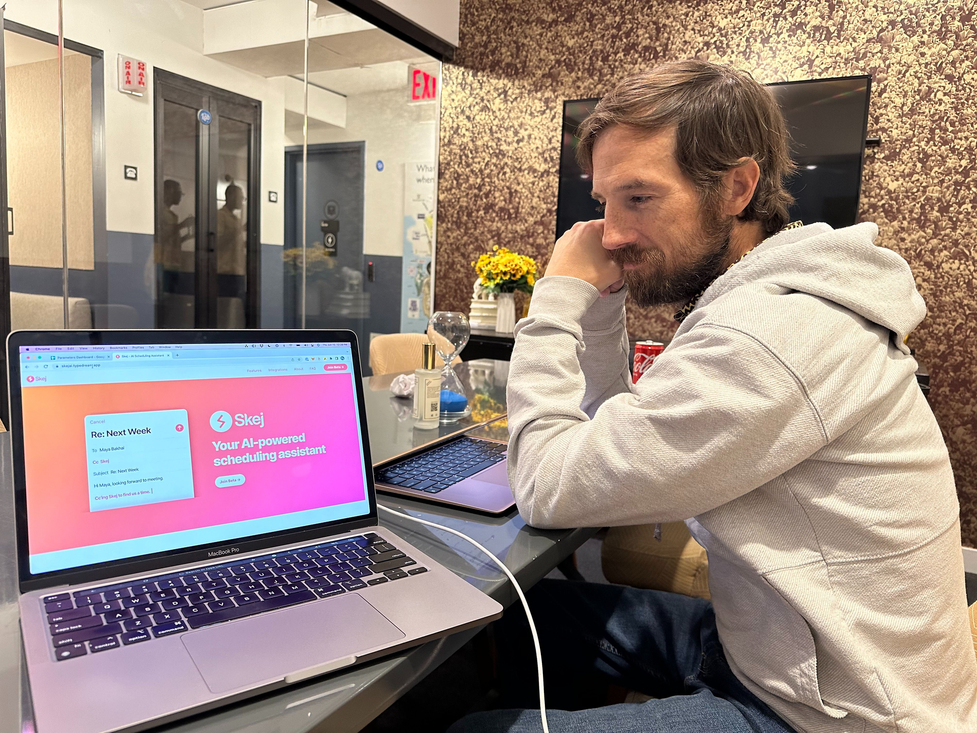 Simon working on Skej in NYC